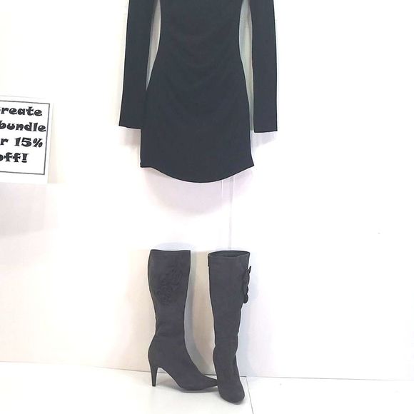 Express Cocktail Mini Sheath Dress Long Sleeve Boatneck Knit Pullover Bodycon - Picture 10 of 16